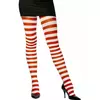 Røde og hvite stripete strømpebukser til dame