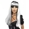 White and black wig with black bow for women