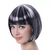 Women's short black and white wig with highlights