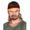 Black, Red and Yellow Mullet Headband with Mustache