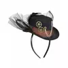 Voksen Steampunk Svart Slørhatt