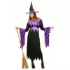 Lilla heksekostyme med hatt til Halloween for kvinner