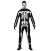 Skjelettkostyme med hette til Halloween for menn, Størrelse: Medium