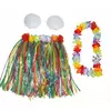 Multicolored Hawaiian costume kit