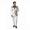 Mr. Shiny Silver-kostyme for menn fra Opposuits, Størrelse: Small (EU 44-46)