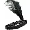 Women's black sequin and feather Charleston headband