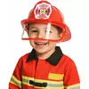 Red firefighter helmet with child's visor