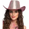 Lyserosa cowboyhatt for voksne med paljetter