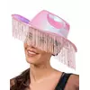 Adult's Pink Iridescent Fringed Cowboy Hat