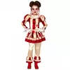 Red and white terrifying clown costume for girls, Size: 5-6 years (110-115 cm)