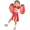 Rødt USA cheerleader-kostyme til jenter, Størrelse: 10–12 år (130–140 cm)