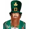 Voksen gullfarget kløverhatt med St. Patricks dag-skjegg