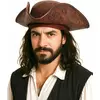 Adult brown leather effect pirate hat