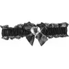 Sexy black lace garter with silver heart for women