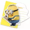 6 nydelige Minions-invitasjonskort med konvolutter