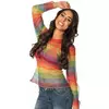 Women's rainbow fishnet top