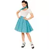 Women's 50s turquoise polka dot skirt and scarf