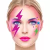 Multicolored glitter lightning face stickers