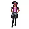 Pink and black pirate costume for girls, Size: 7-9 years (120-130 cm)