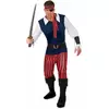 Men's Red and Black Striped Pirate Costume, Size: X-Large