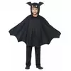 Svart flaggermusponchokostyme til barn til Halloween, Størrelse: 10–12 år (145/158 cm)