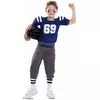 Blue American football player costume for children, Size: 7-9 years (122-138 cm)