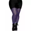 Store størrelser damestrømpebukser med svarte og lilla striper, Størrelse: XXX-Large/XXXX-Large (54-58)