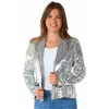 Suitmeister women's silver sequin blazer jacket, Size: Medium (EU 40-42)