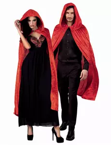 Rød fløyelskappe 120 cm voksen Halloween