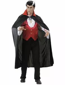 Voksen Halloween-vampyrkappe med rød krage