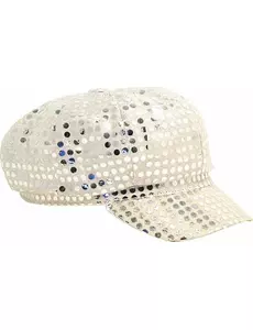 Disco-caps i sølv med paljetter for voksne