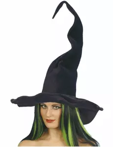 Svart fløyelsheksehatt til dame til Halloween