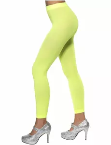 Neongrønne tights uten fot til dame