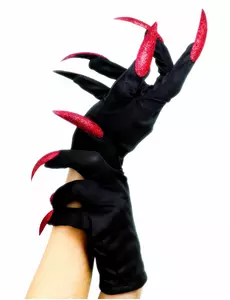 Halloween witch gloves with false nails