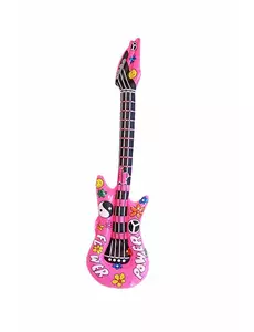 Rosa oppblåsbar gitar for voksne