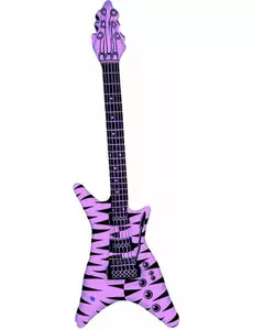 Oppblåsbar rockegitar for voksne i neonrosa