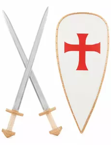 Barnesett med korsfarerridderskjold og 2 sverd
