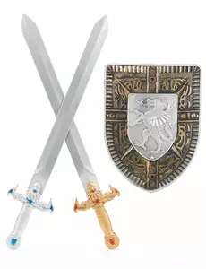 Barnesett med plastskjold og 2 sverd