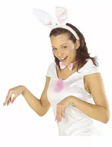 Voksen hvit og rosa kaninsett