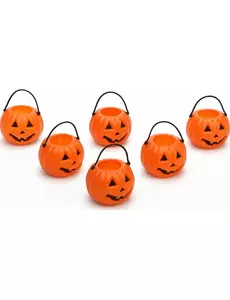 6 mini Halloween-gresskarbøtter 6,5 x 5 cm