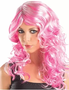 Women's pink curly wig