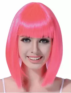 Neonrosa mellomlang bobparykk for kvinner