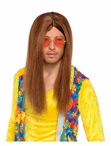 Brun hippieparykk for voksne