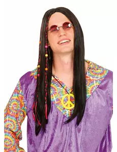 Black hippie wig for men