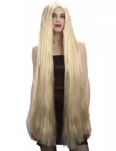 Lang blond parykk for kvinner