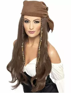 Lang brun piratparykk til kvinner