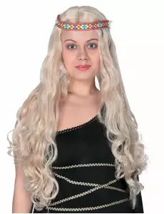 Lang blond hippieparykk for kvinner