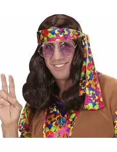 Brun hippieparykk for voksne