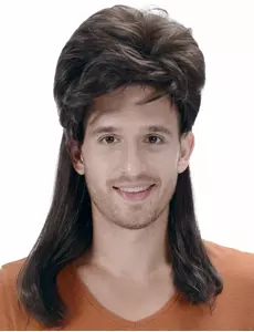 Svart mullet-parykk for menn