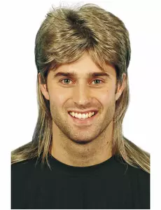 Blond Mullet-parykk med striper for menn